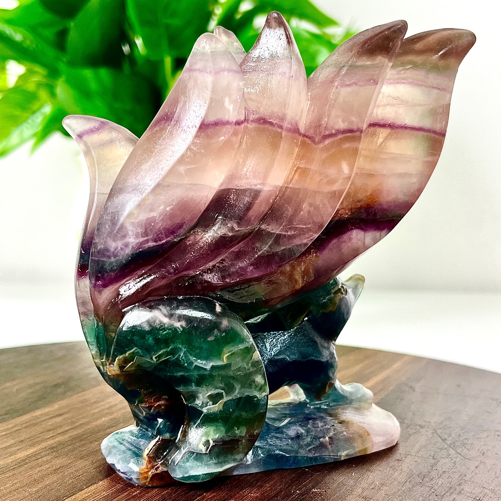 2.05LB Natural fluorite quartz products, hand carved and polished spiritual orna