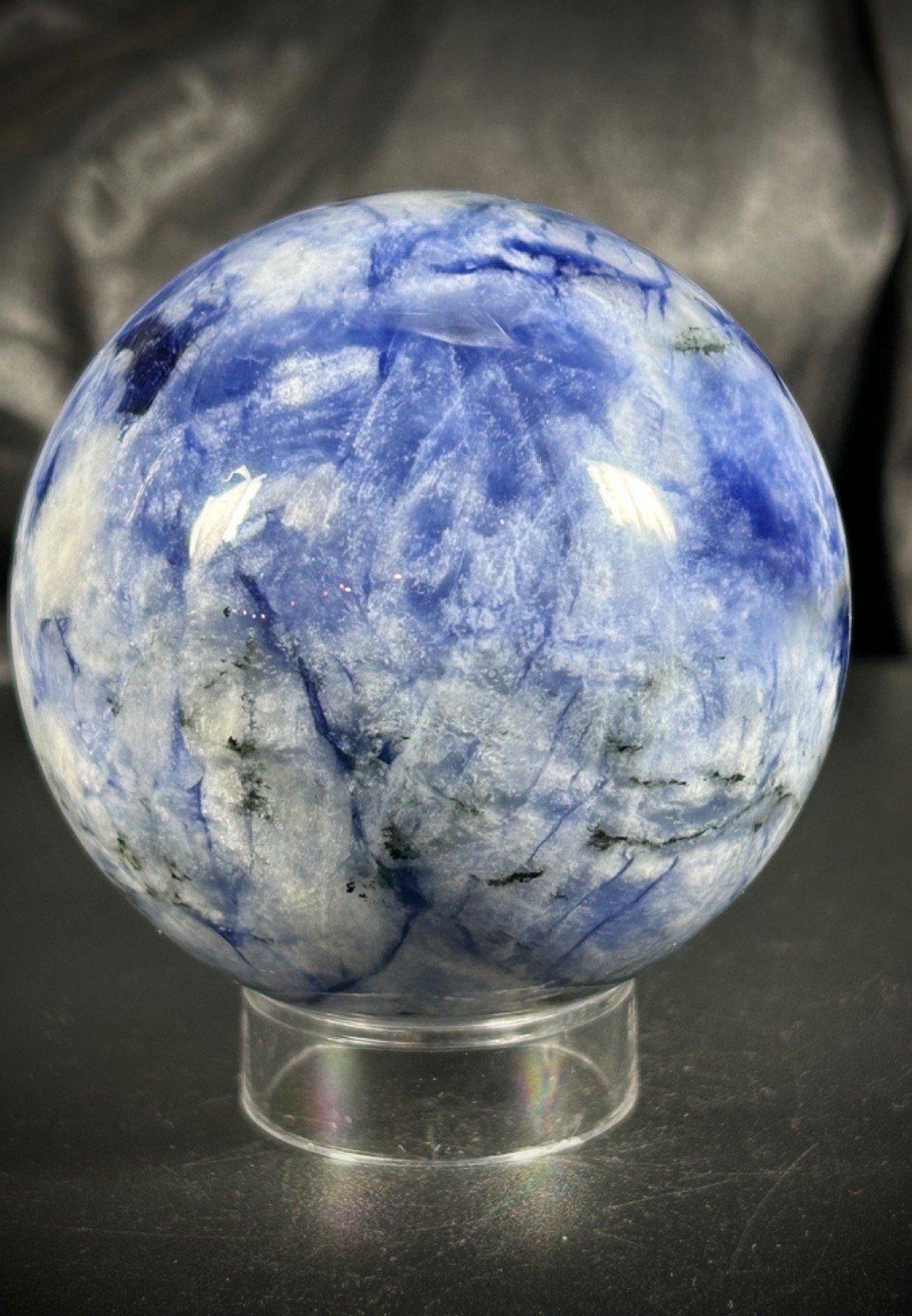 2.52” Afghanite Sphere With Acrylic Stand – Amazing UV 12.5oz (354 grams)