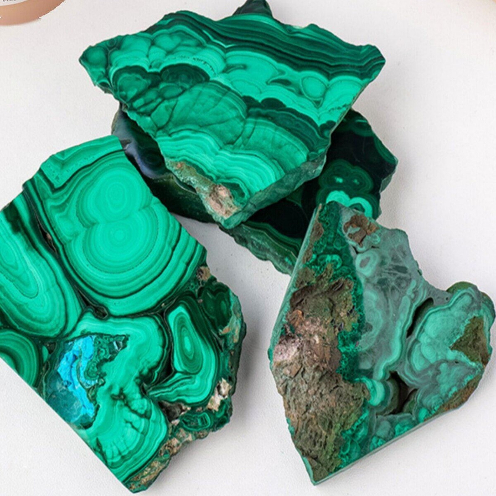 Natural Malachite Slice Rough Crystal Mineral Specimen Display Stone 350-500g