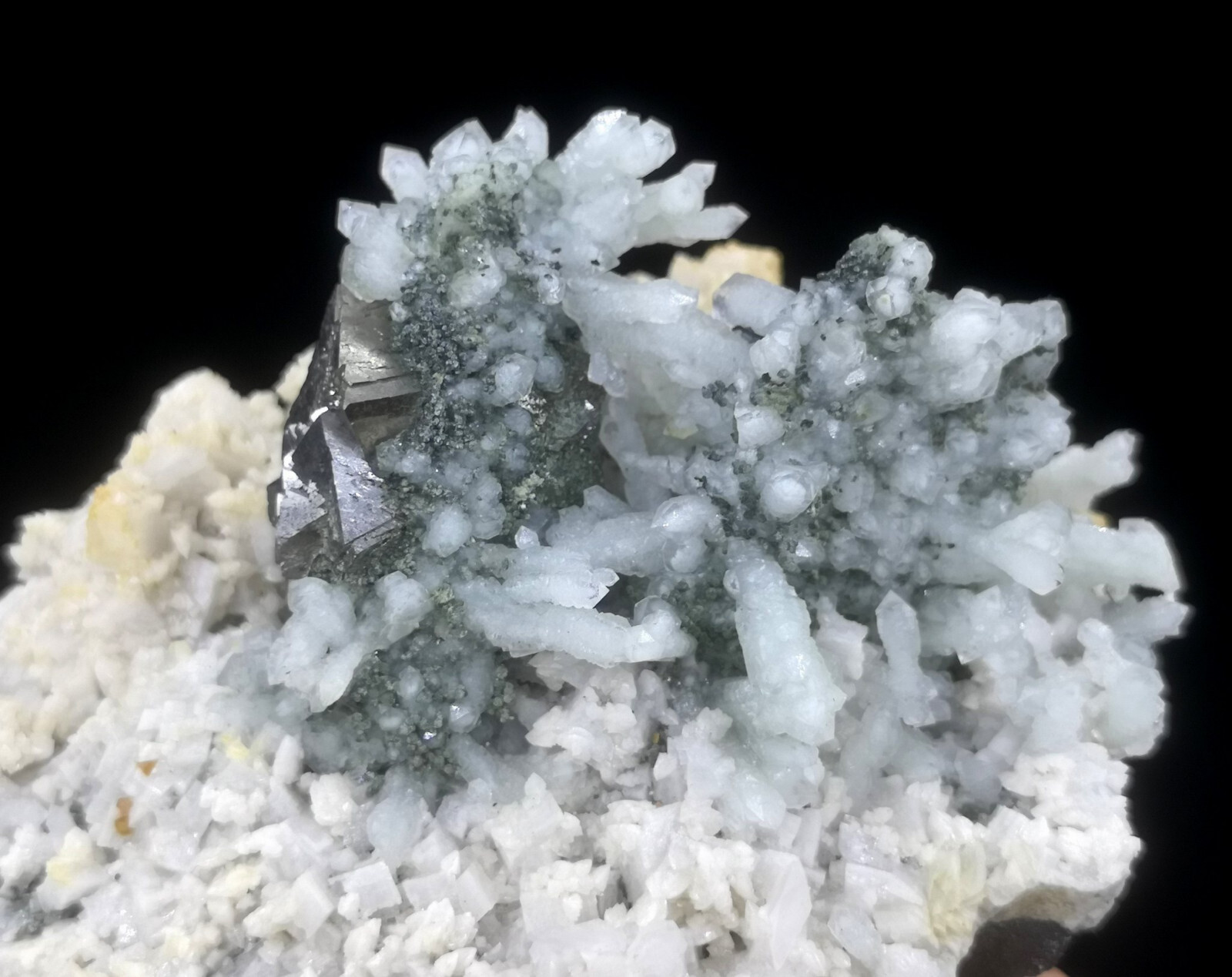 230g 84mm Arsenopyrite Quartz & Dolomite on Magnetite Inner Mongolia China B9986
