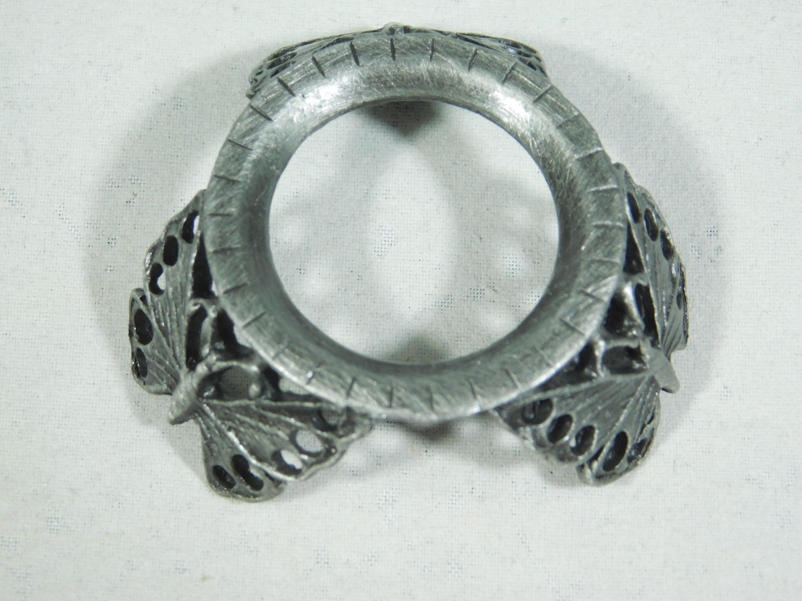 Sphere Display Stand BUTTERFLY Design Wing Holes Pewter Color