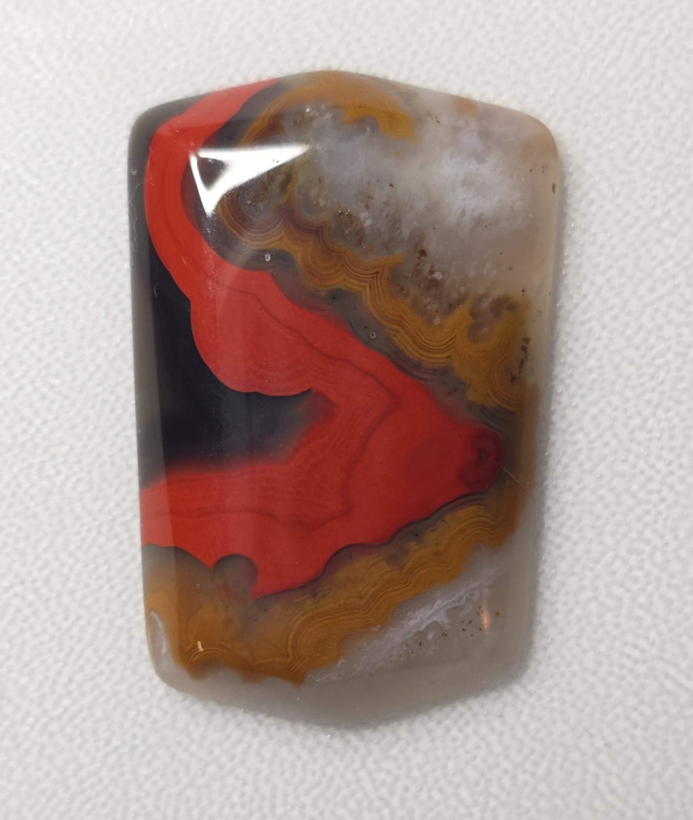 Rare Red Black Tan Clear Banded Kentucky Agate Cabochon Ready to Set #C-13