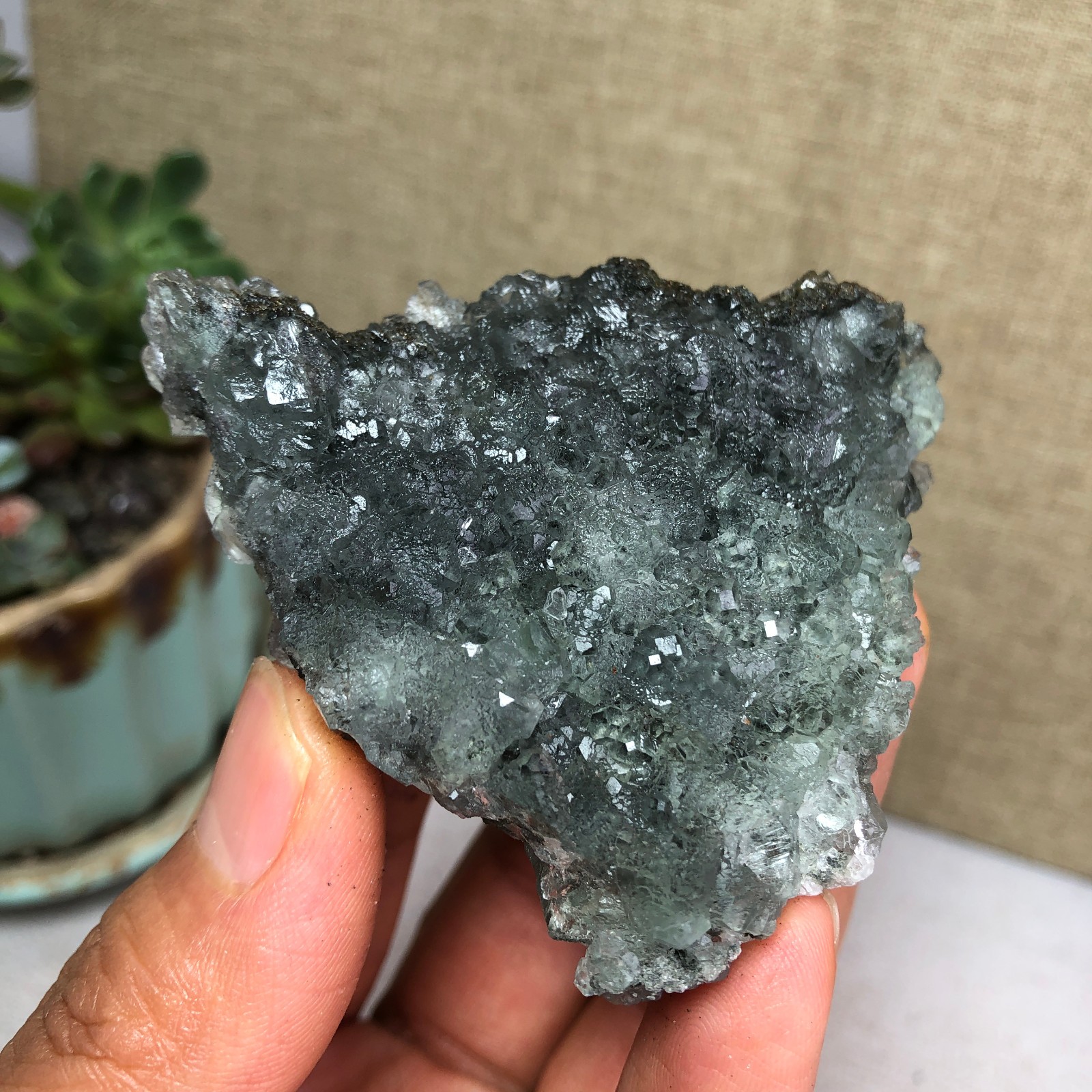 78g NATURAL Green Cubic FLUORITE Crystal Cluster Mineral Specimen A4734