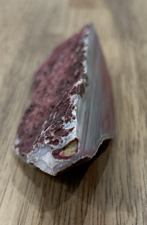 Pink Banded Agate Slice Geode from Brazil (5x2x1 Inches 7oz Approx)