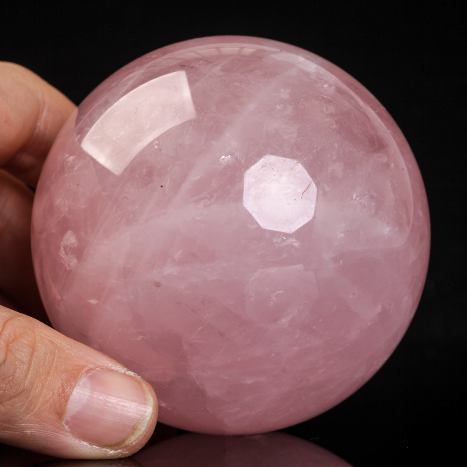513g72mm Rose Quartz Sphere Crystal Ball Healing Natural Pink Decor Energy Stone