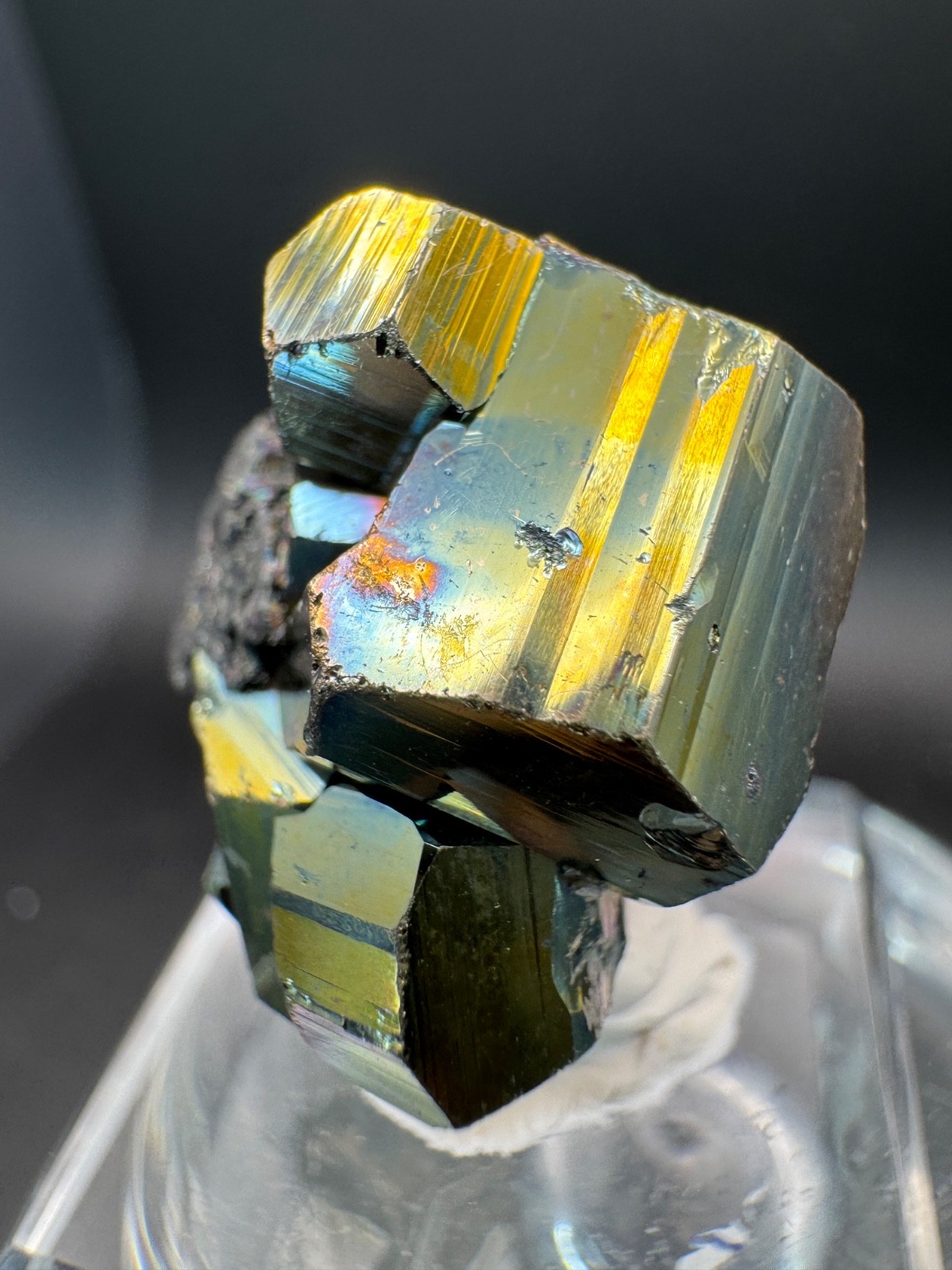 6595 Iridescent Rainbow Pyrite on Quartz Indonesia 28g