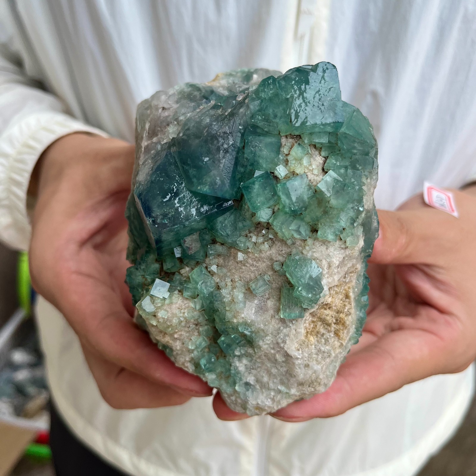 2.1lb NATURAL Green Cube FLUORITE Quartz Crystal Cluster Mineral Specimen