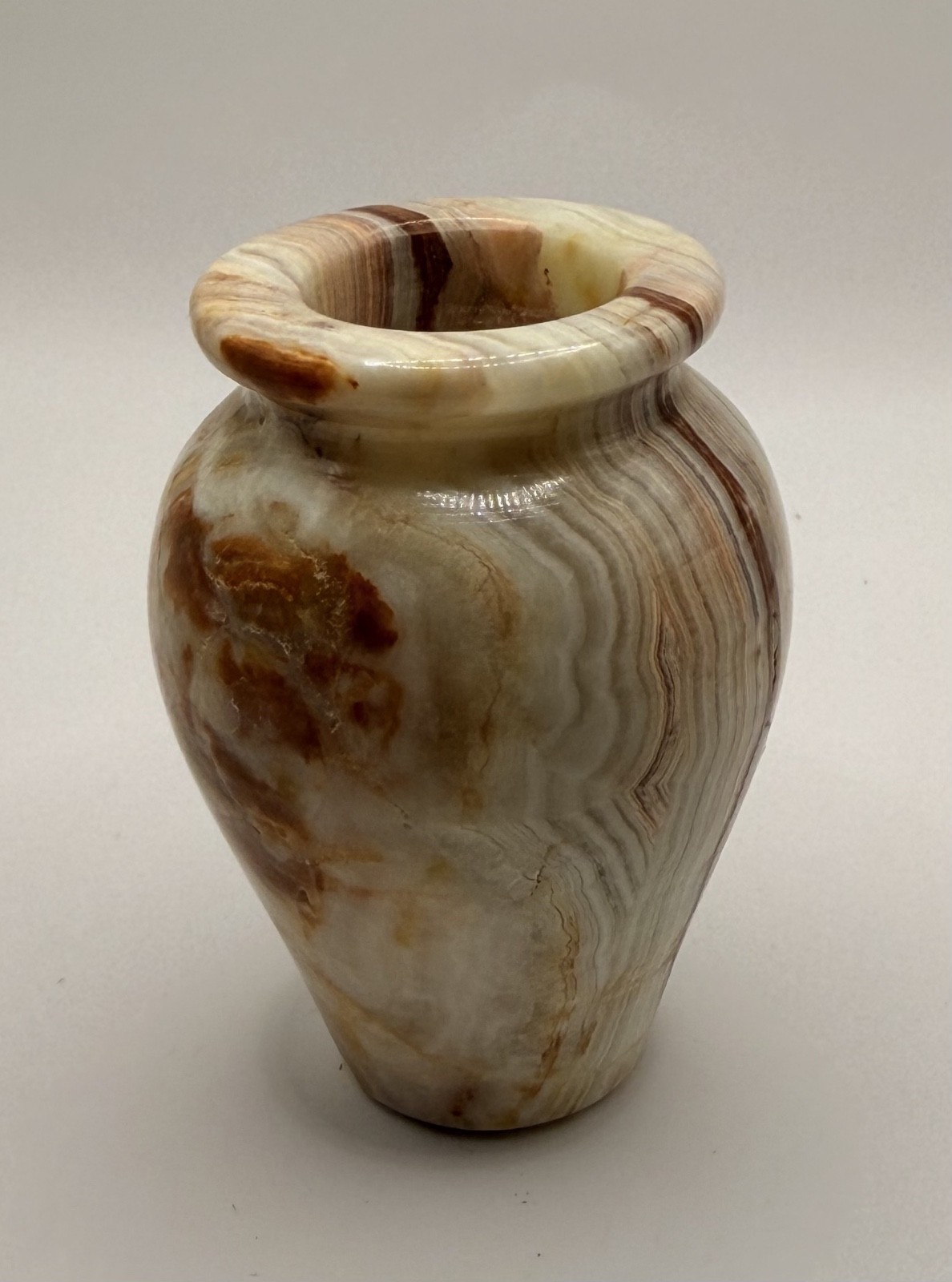 Banded Onyx Vase Pen Holder 3″ – Grounding Stone Desk Decor