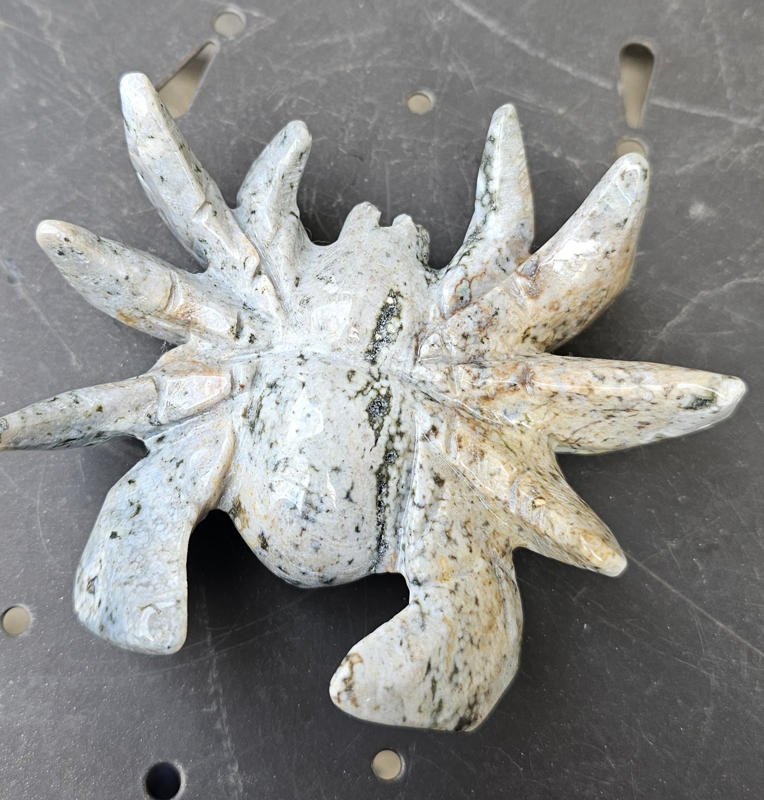Ocean Jasper Spider Carving