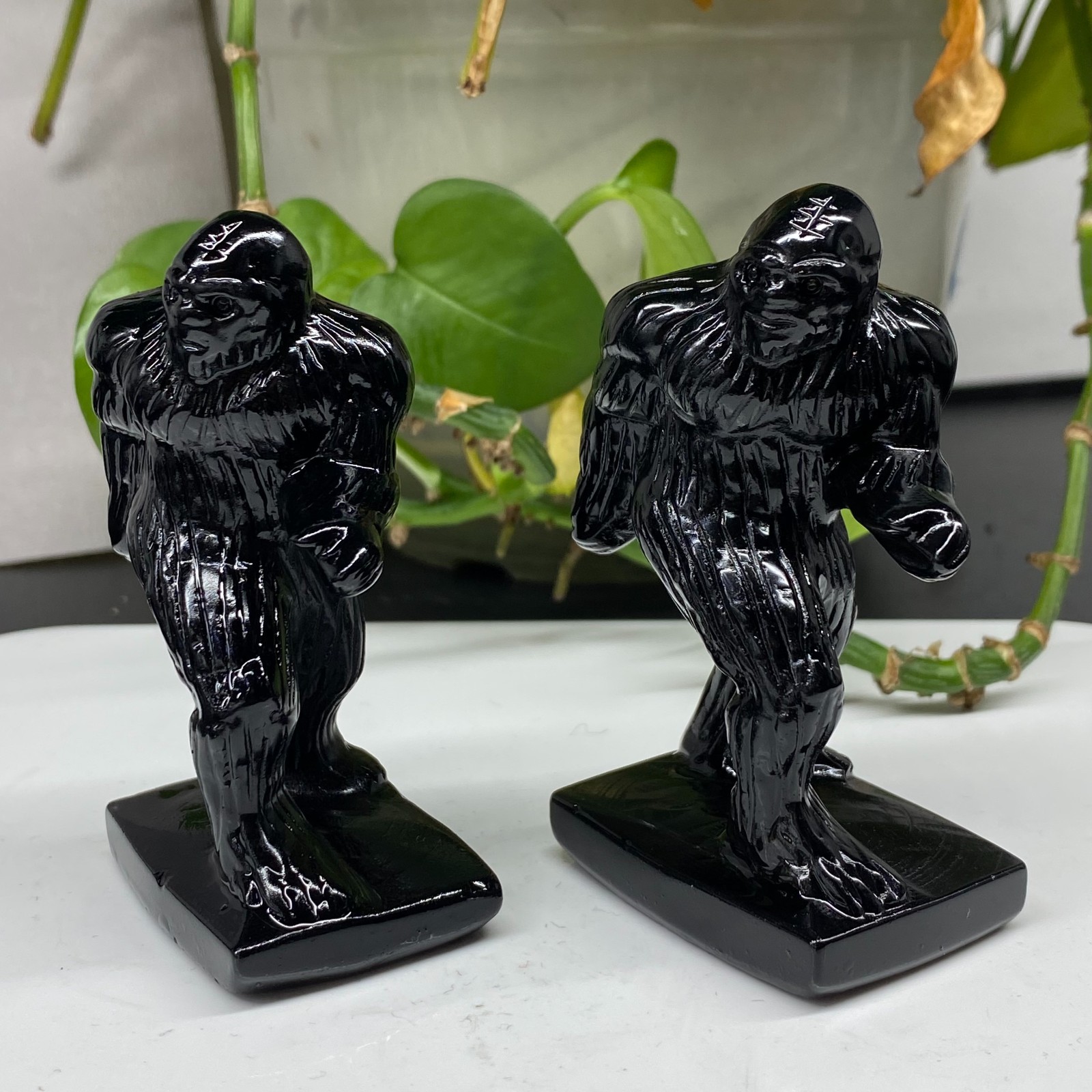3” Natural Obsidian Sasquatch skull carved quartz crystal Reiki healing 1pc