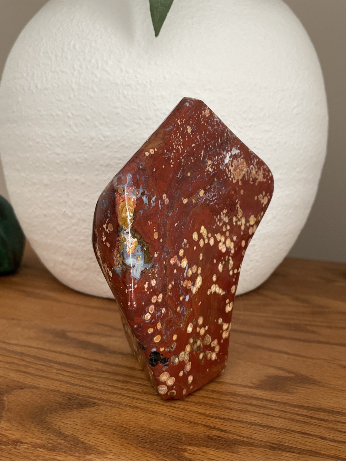 Red Orbicular Jasper – Carved And Polished – Display Piece Or Cabochon Material