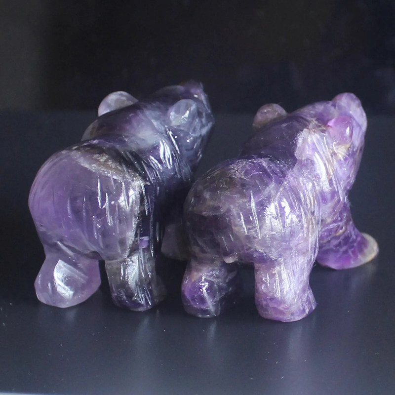 Natural Dreamy Amethyst Quartz Crystal Carved Polar Bear Healing Animal Statue