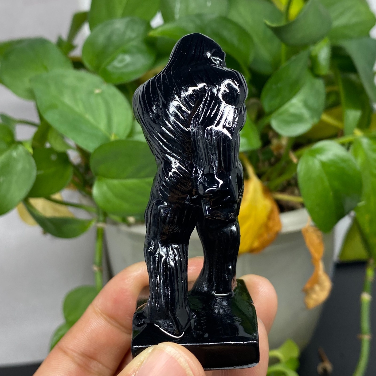 3” Natural Obsidian Sasquatch skull carved quartz crystal Reiki healing 1pc