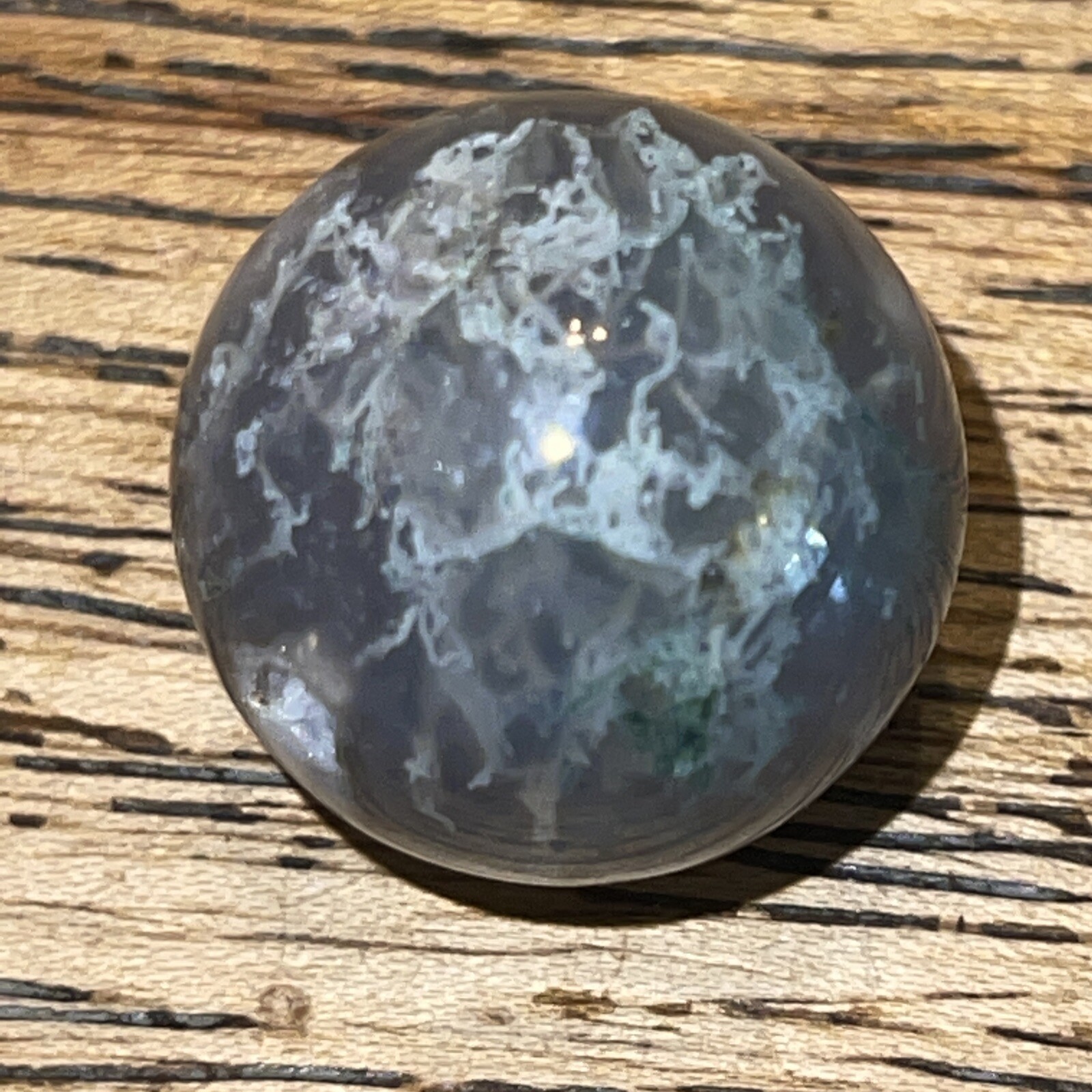 Moss Agate Sphere Ball Orb Marble 20.7mm, 16g