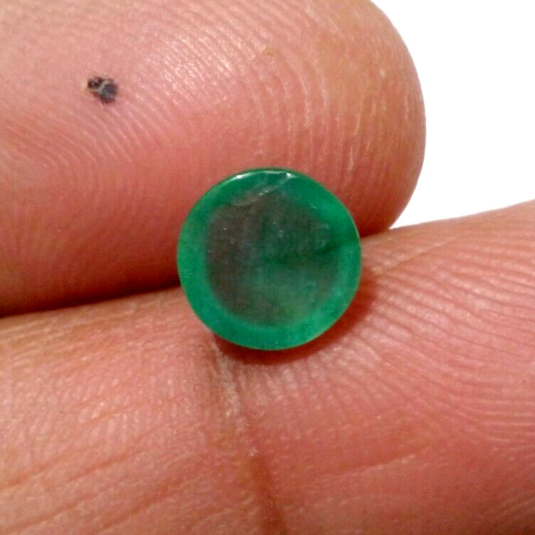 Amazing Zambian Emerald Round Shape 2 Crt Cabochon Natural Green Loose Gemstone