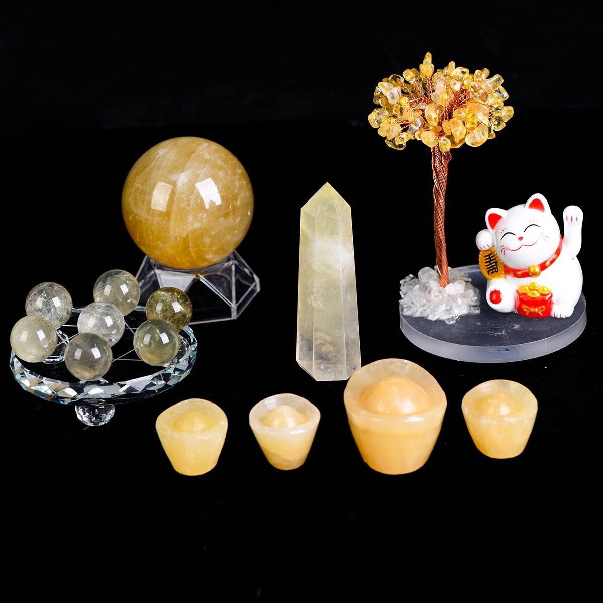 Natural Citrine Crystal Grid Set | Attracting Wealth And abundance | Meditation