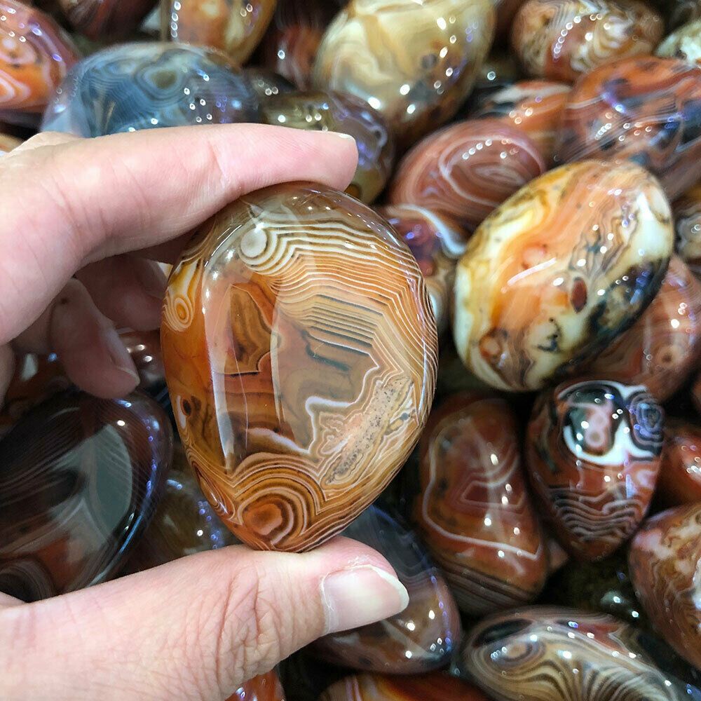 Natural 10Pcs Silk Banded Lace Agate Crystal Sardonyx Carnelian Stone Wholesale