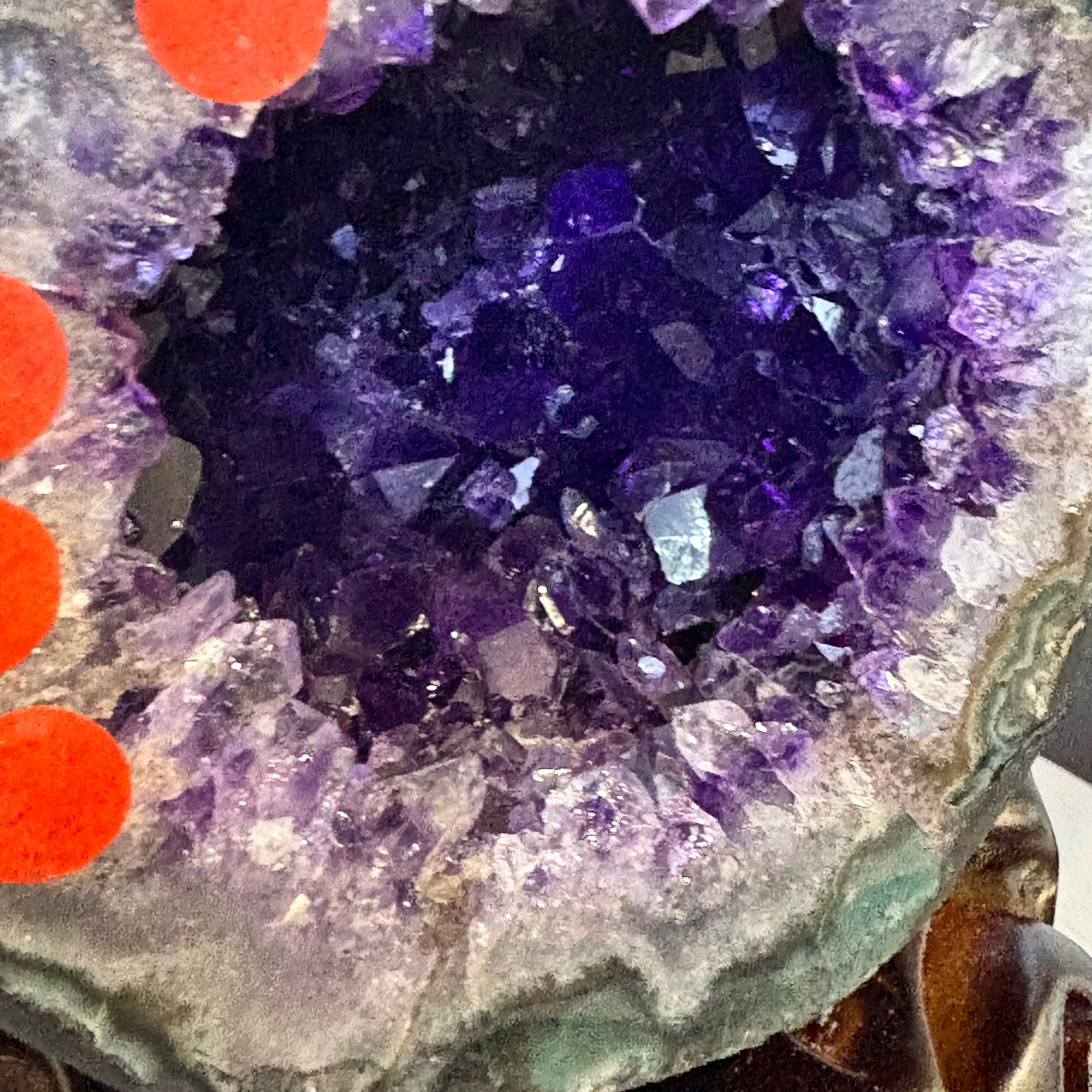 6.83LB Natural uruguay amethyst geode quartz money bag crystal +stand