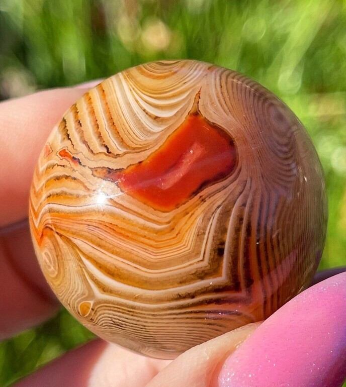 Sardonyx Sphere • Small Natural Crystal Ball Unique Stone Orb • Crystal Grids