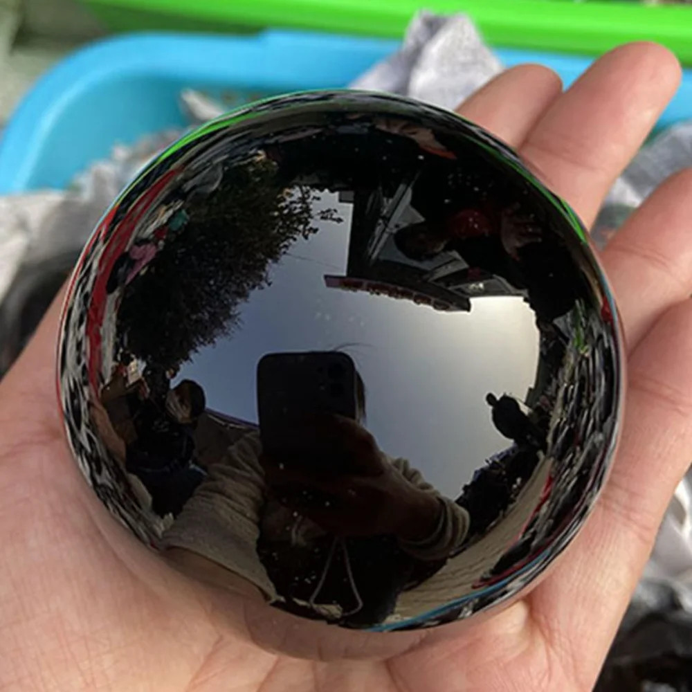 Natural Black Obsidian Sphere Healing Crystal Reiki Stone Feng Shui Home Decor