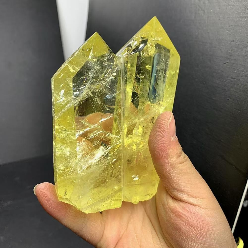 1.21LB Natural Citrine Quartz Obelisk Energy Crystal Tower Point Reiki +Stand