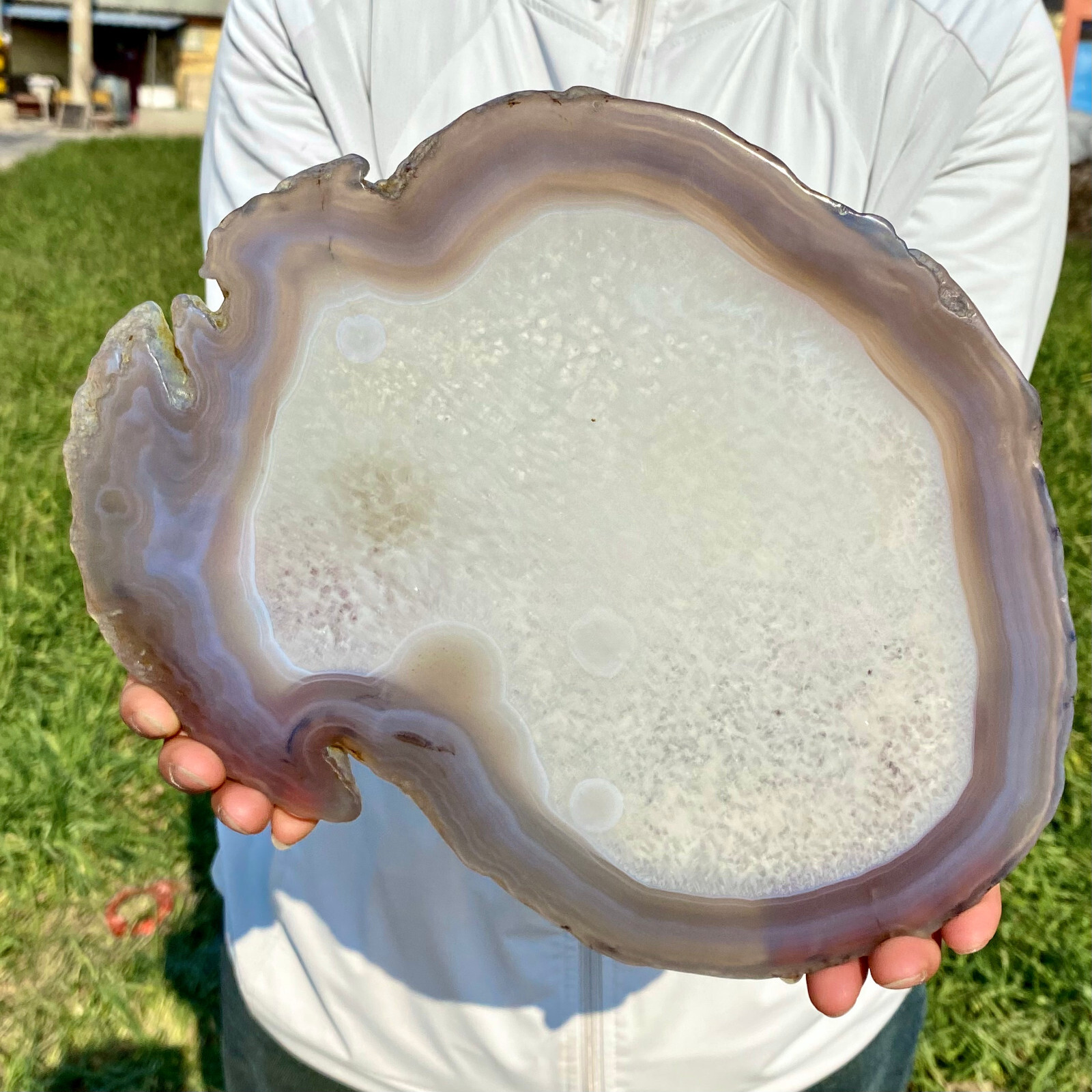 2.93LB Natural Agate Slice Quartz Crystal Hand-cut Slab Ore Specimen Healing