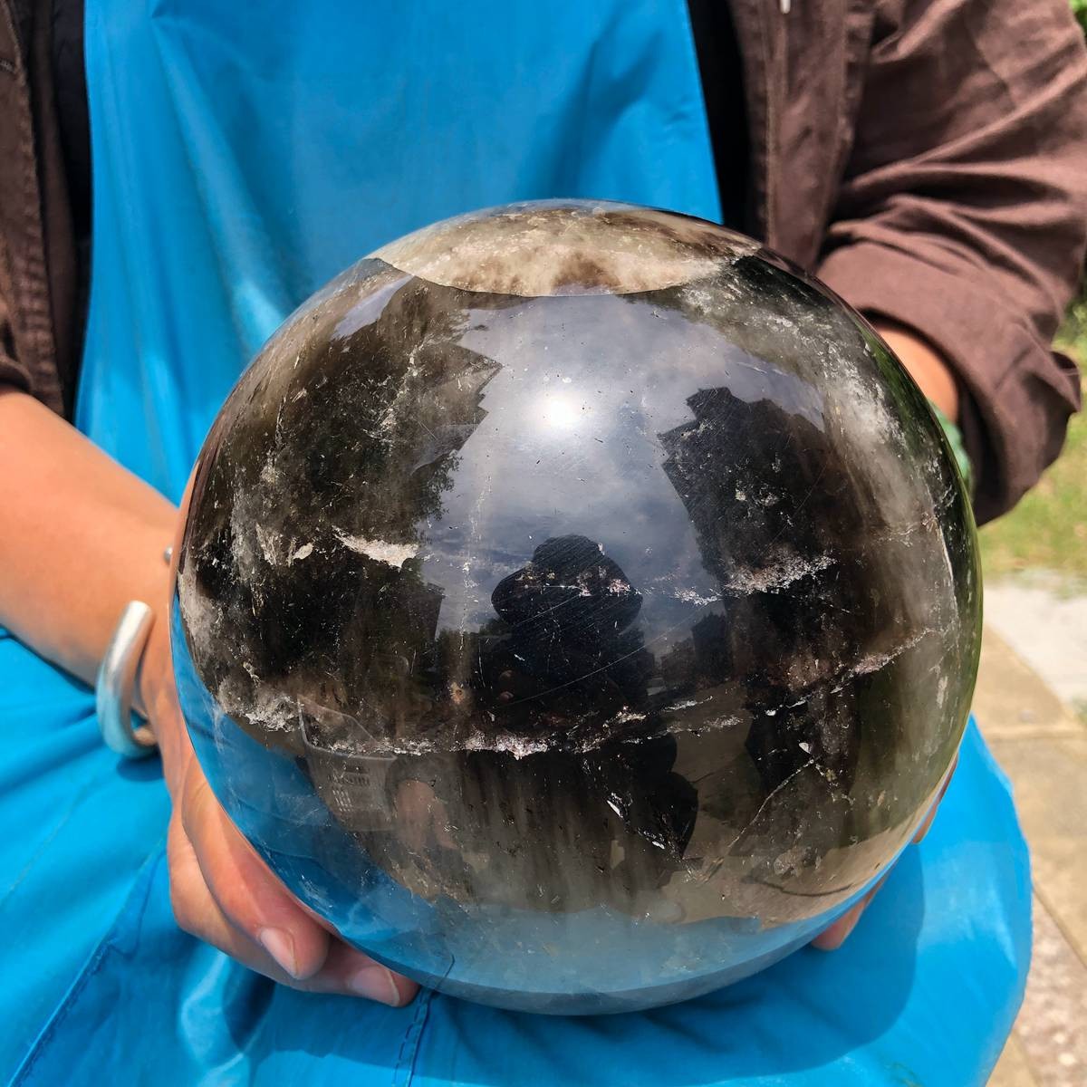 5950g Rare NATURAL Black Stone Ball Crystal Polishing Ball Treatment for