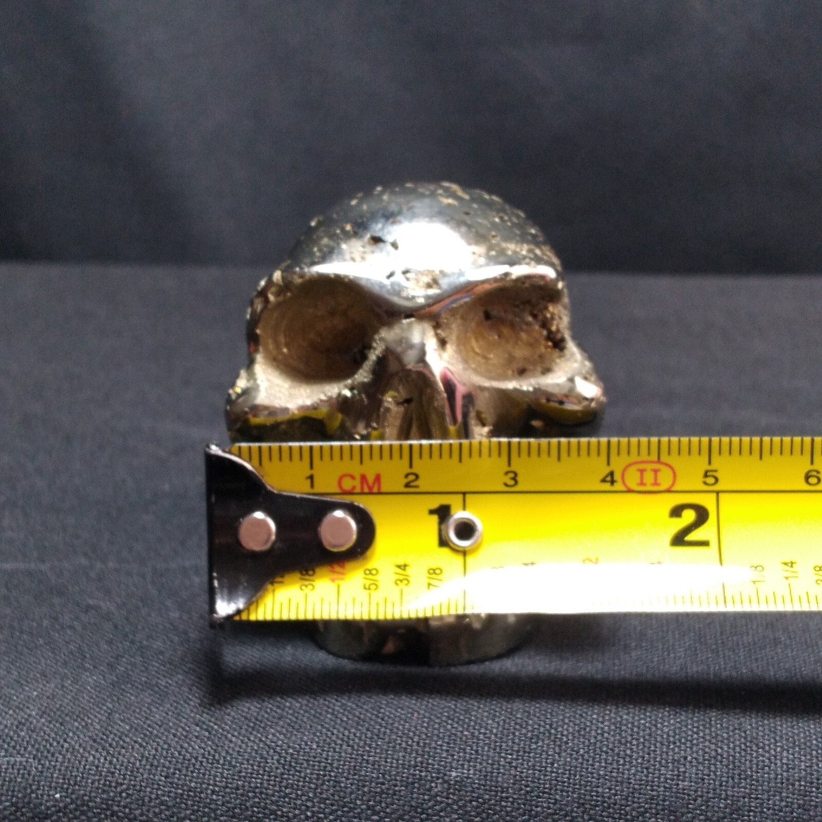 Hand Carved Skull Peruvian Pyrite Fools Gold Open Crystal Chambers Detail Heavy