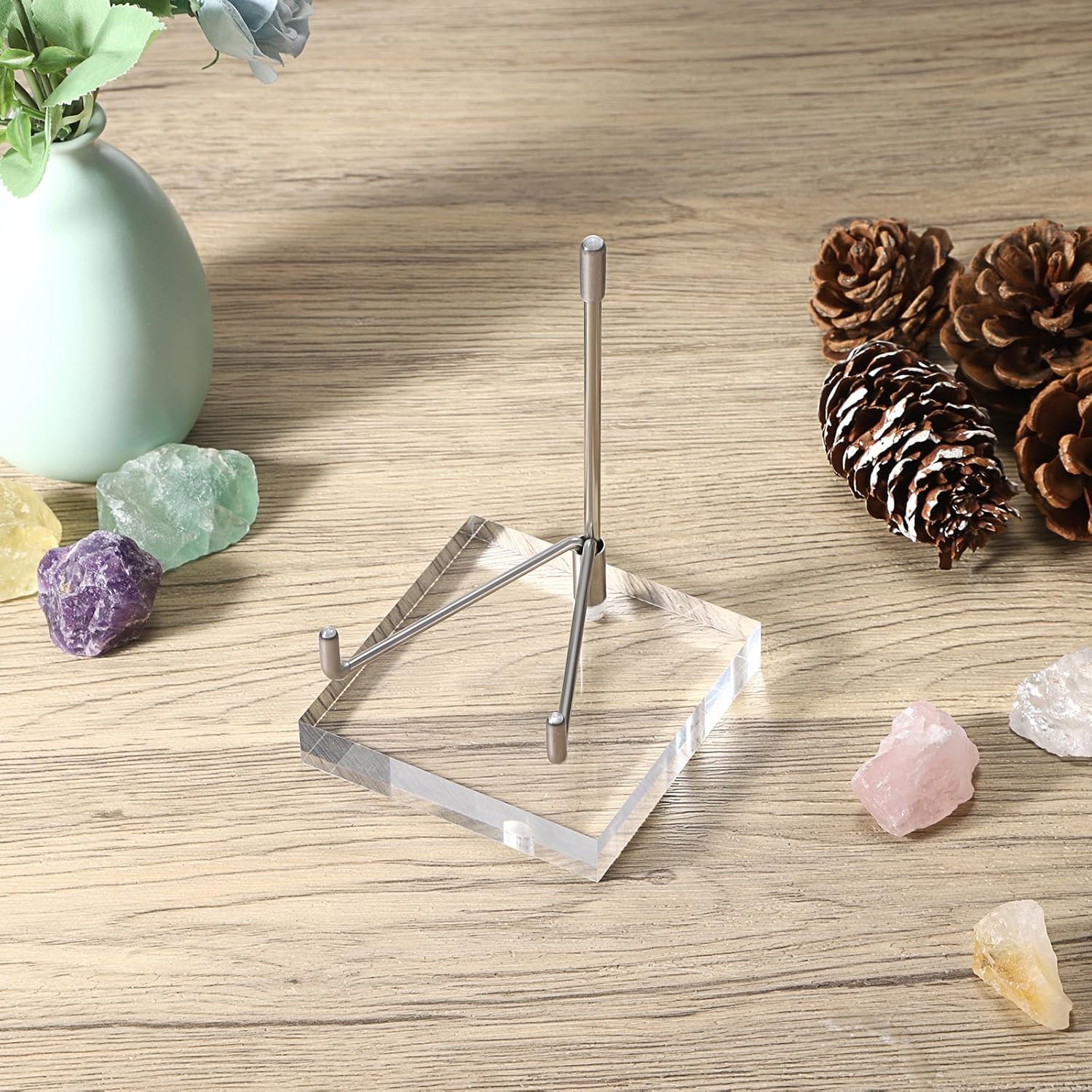 Clear Acrylic Display Stand Holder with Adjustable Metal Arms Display Easel S…