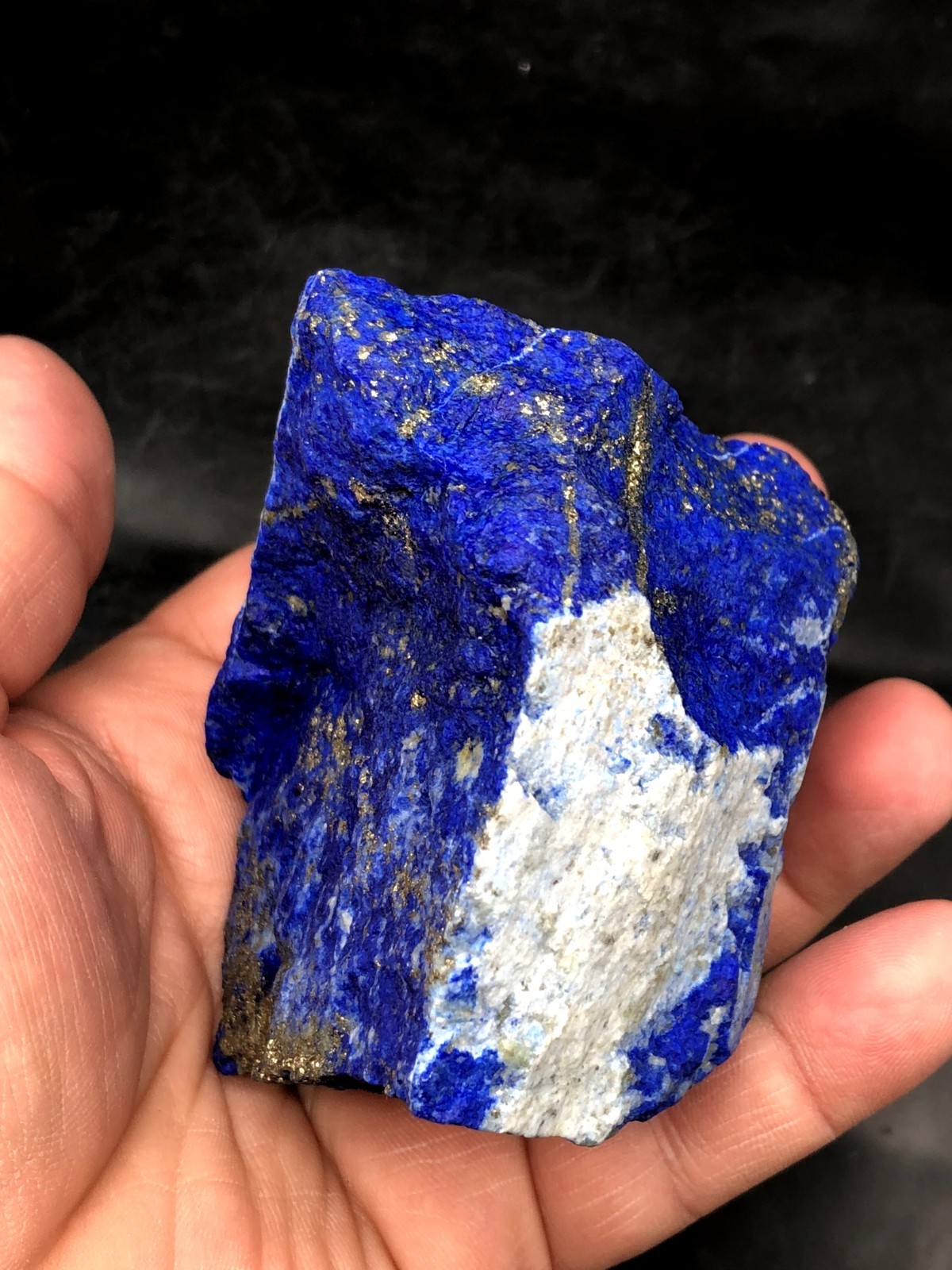 Natural Lapis Lazuli Rough 80mm Royal Blue Pyrite Crystal Mine Stone 564g J9…2
