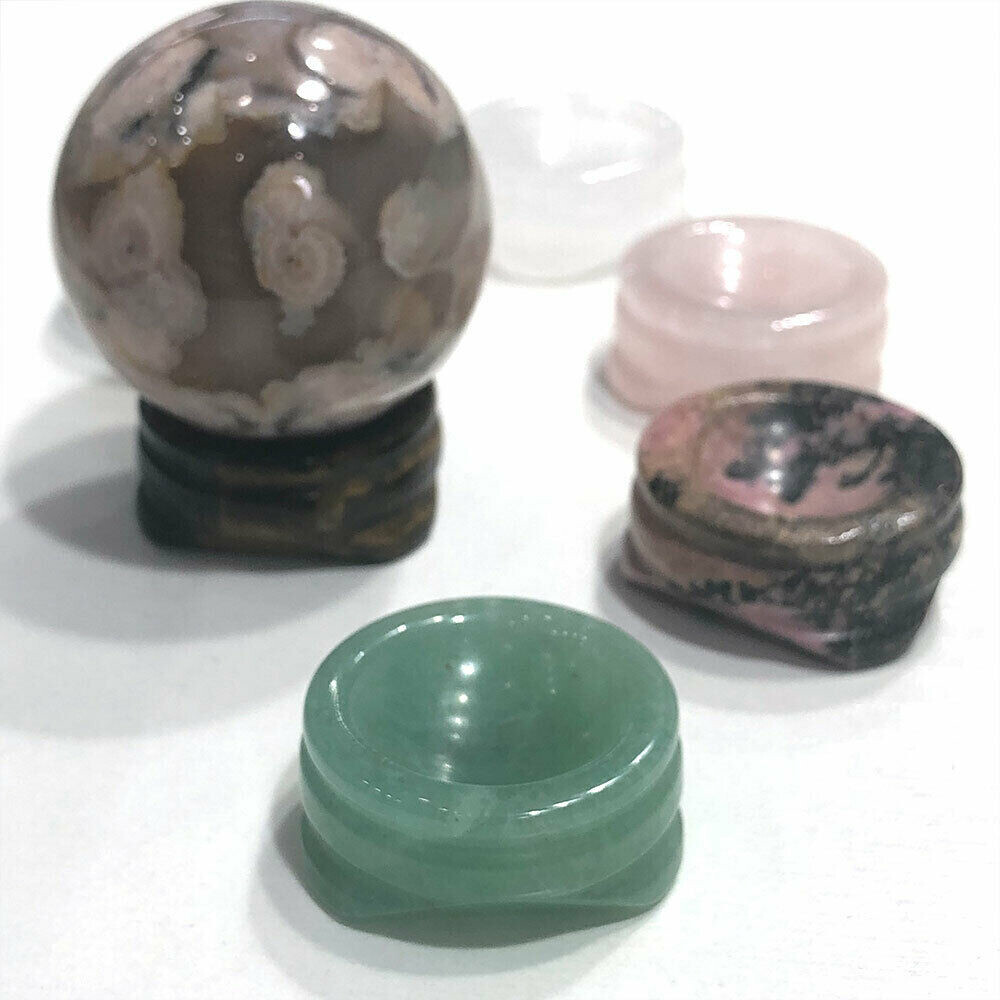 Natural Crystal Ball Holder Base Display Sphere Egg Support Stand Stone Home