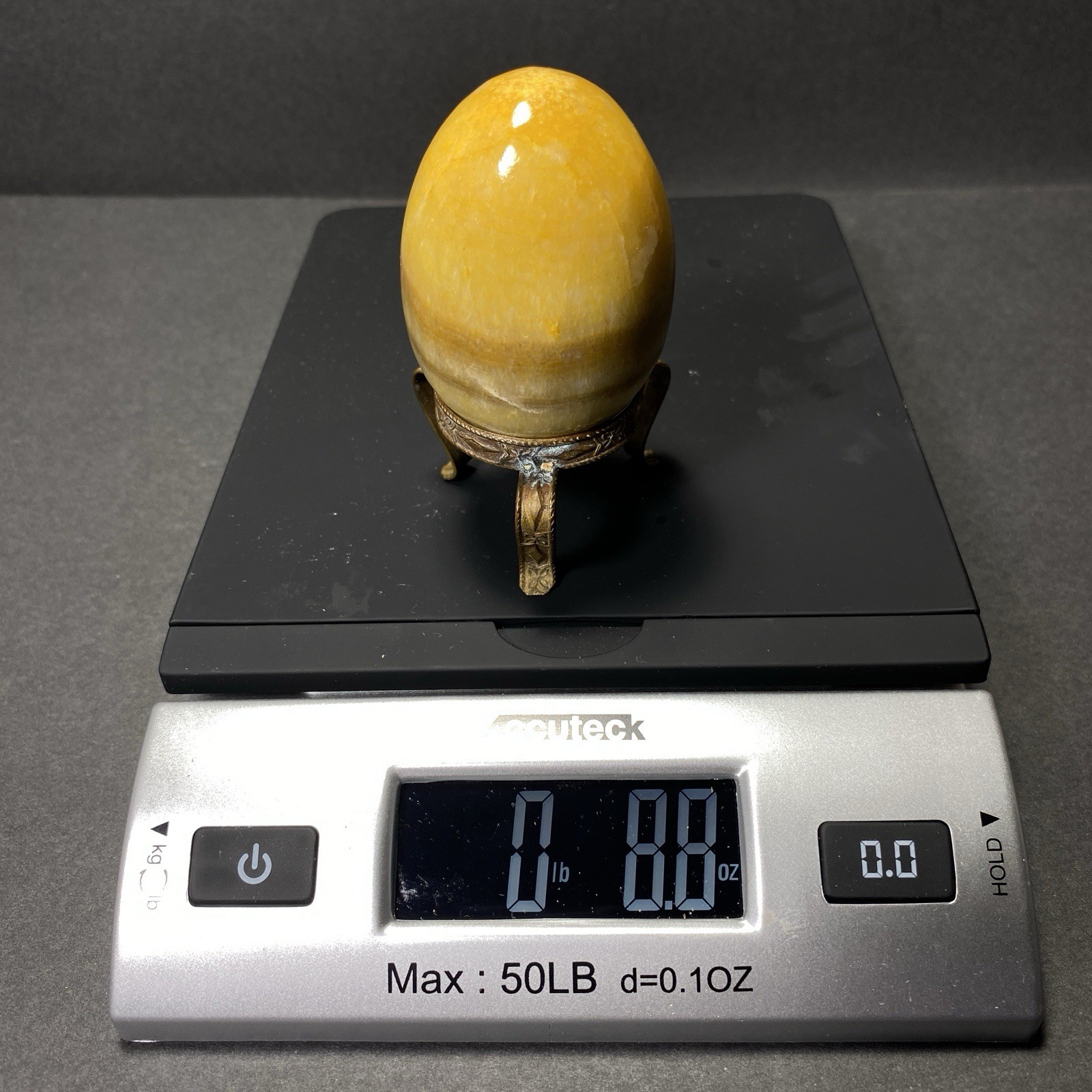 Natural Onyx Stone Egg With Stand Hand Polished Banded Agate Calcite Crystal