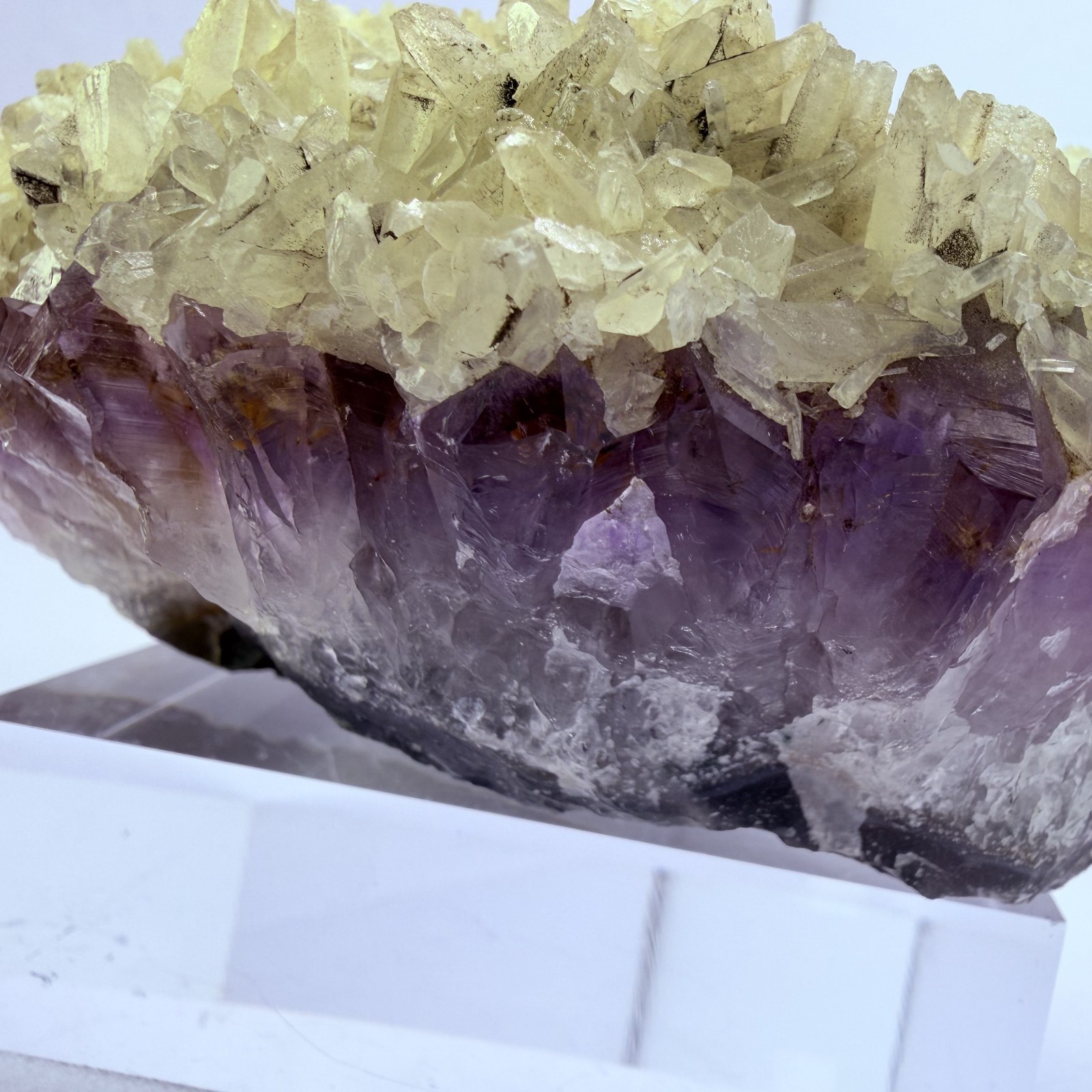 Rare Purple Amethyst Yellow Calcite Cluster Brazil 4.8″ Display