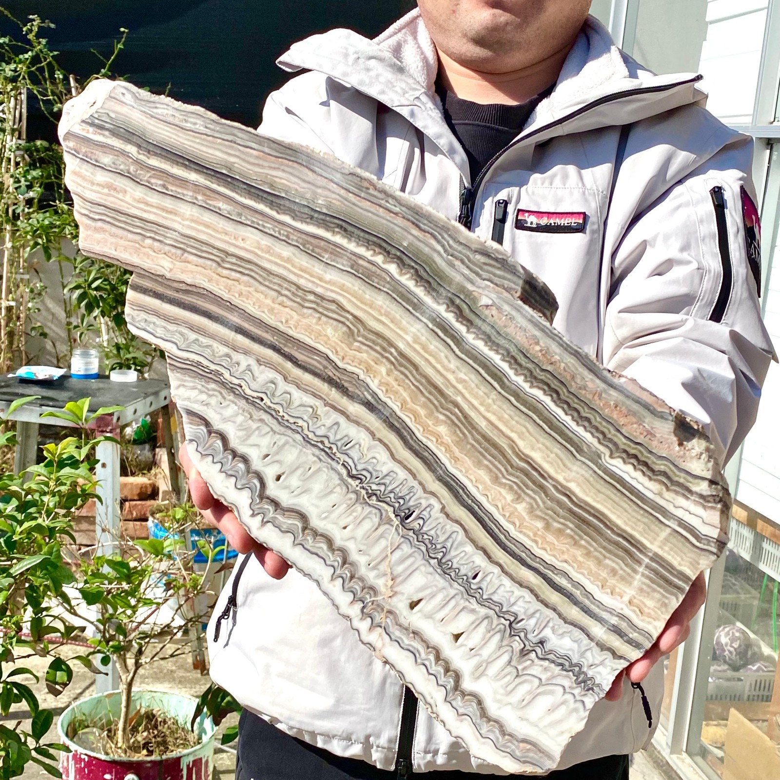 6LB Natural agate, zebra stone, crystal mineral, cut and polished in flakes