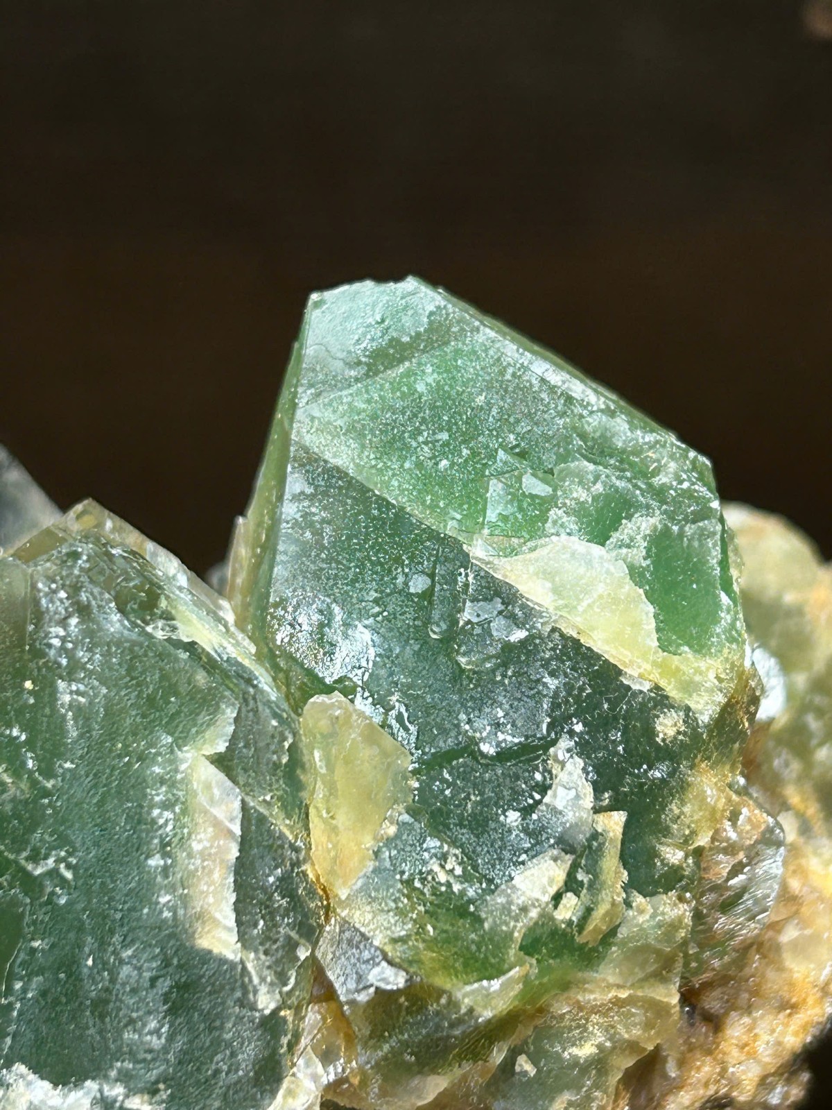 816g Natural Green Cubic Fluorite w/ Rainbow Crystal Cluster Specimen Healing