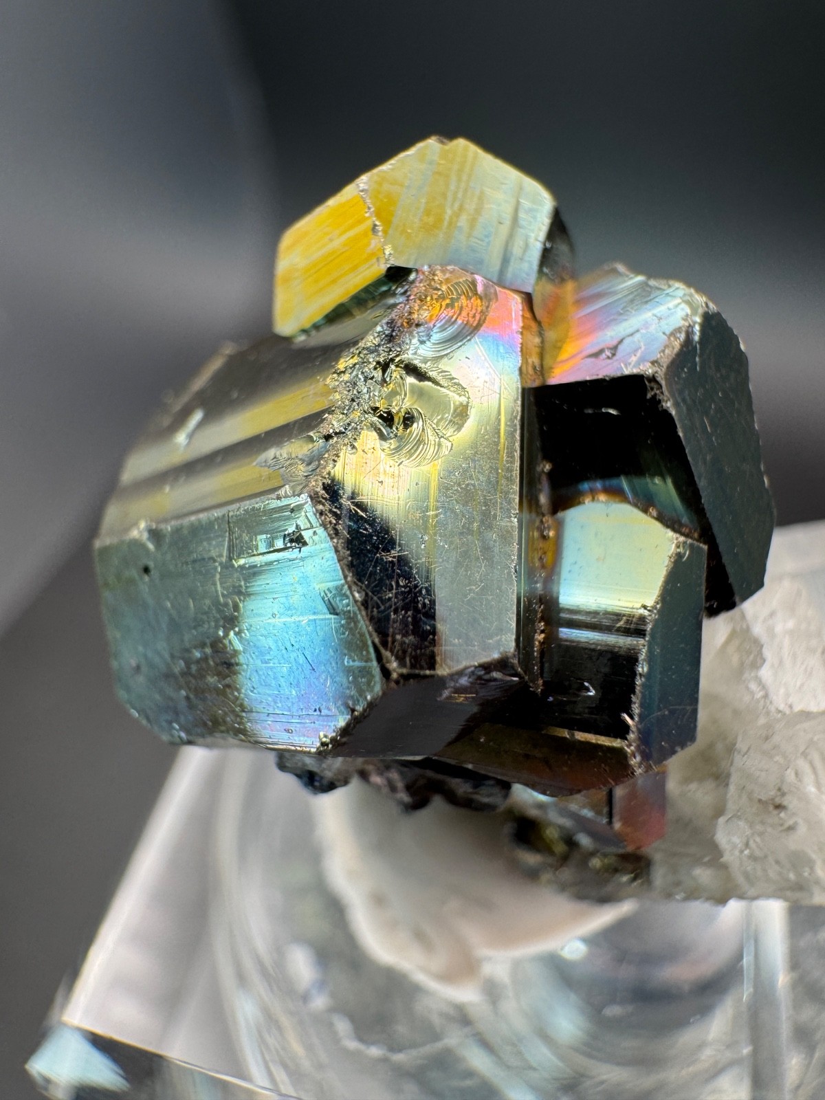6595 Iridescent Rainbow Pyrite on Quartz Indonesia 28g