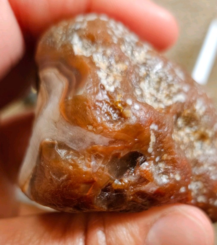 Lake Superior Agate Rough Brown Red and White Banded Stone 6.18 oz