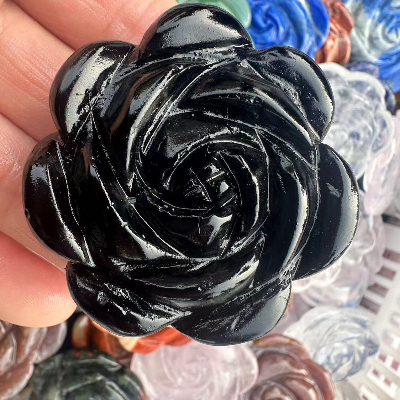 2″ Natural Mix Quartz hand Carved Crystal rose flower reiki Healing random 1pc
