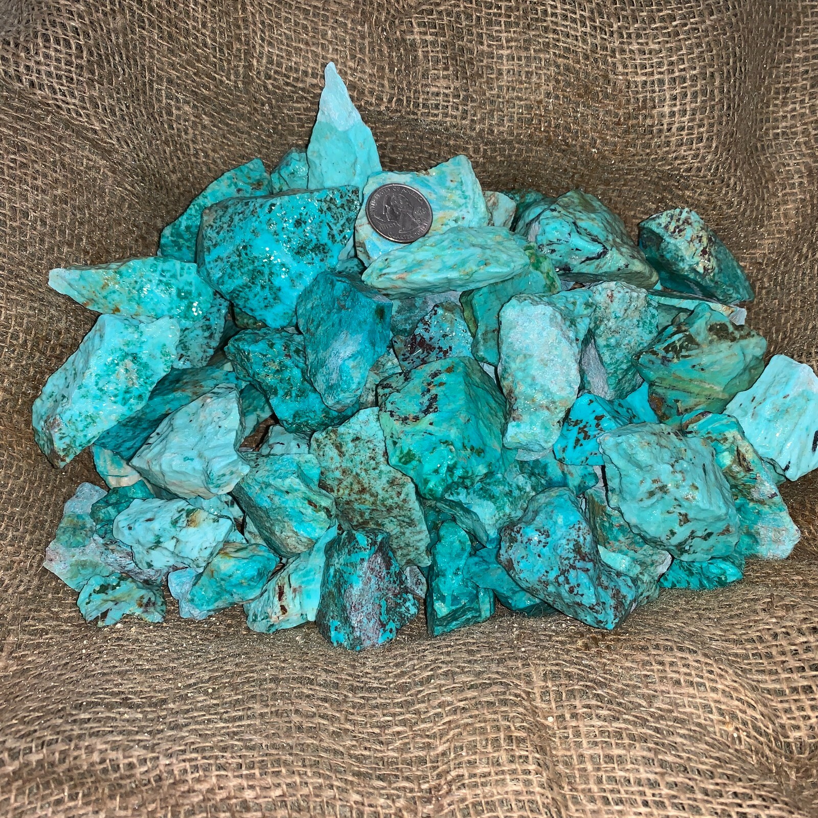 2000 Carat Lots of Natural Turquoise Rough + a Free Faceted Gemstone