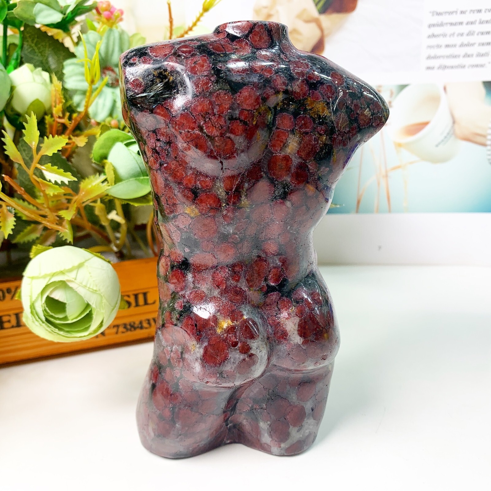 1pc Natural crystal man body garnet model carving Healing Home decoration