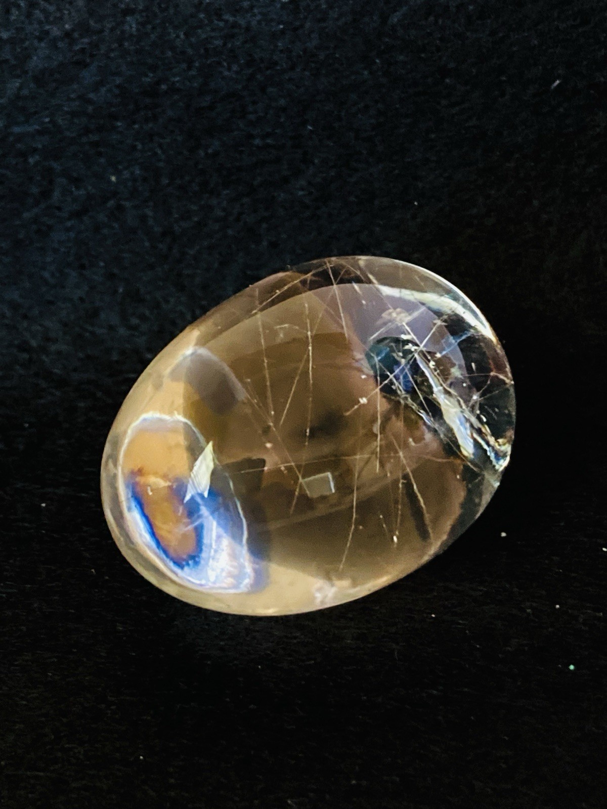 Rutilated Quartz natural fine Egg clear 33 grams 1.5”across hairy mineral