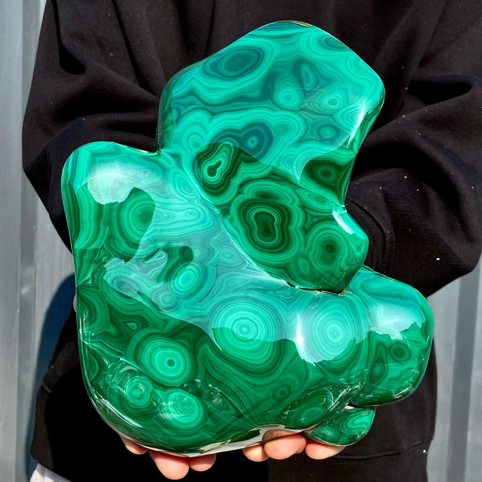 11.4LB Large Natural glossy malachite transparent cluster rough mineral sample