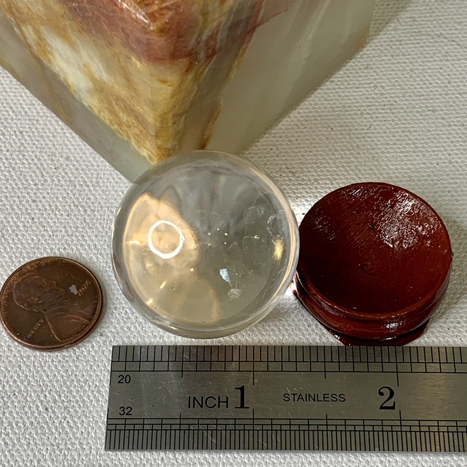 Clear Crystal Ball Quartz Glass Sphere Orb With Wood Display Stand Base New 1.3″