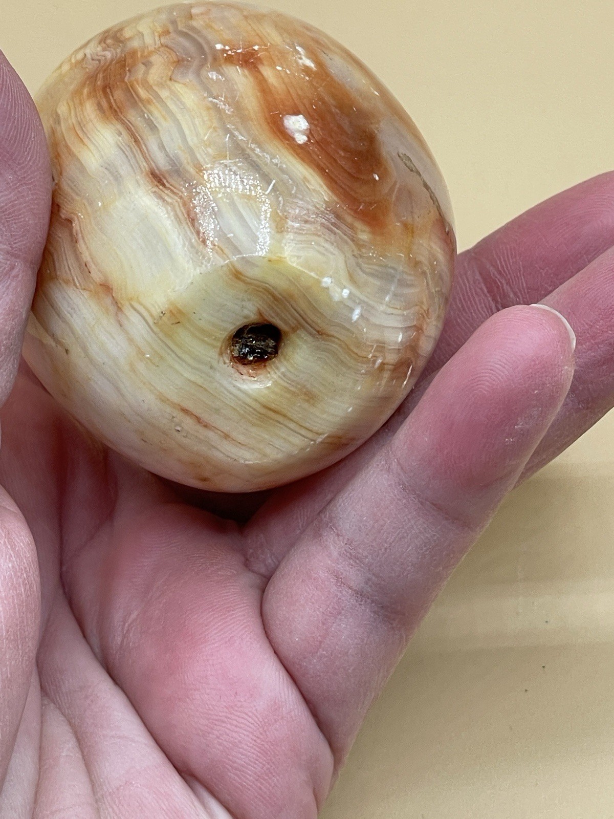 Orange Banded Agate Egg No Stand Has Blemishes 300g