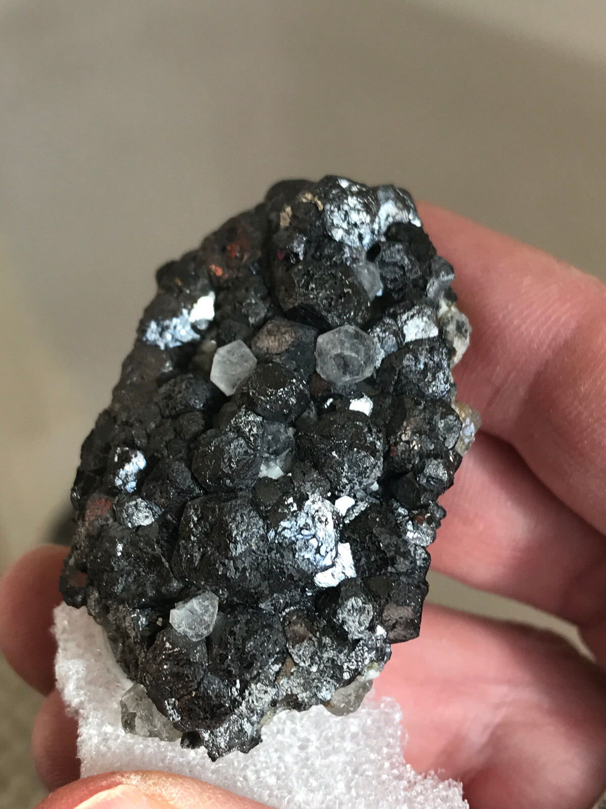 Beta Quartz, on Magnetite xtls, Huanggang mines, Inner Mongolia, China