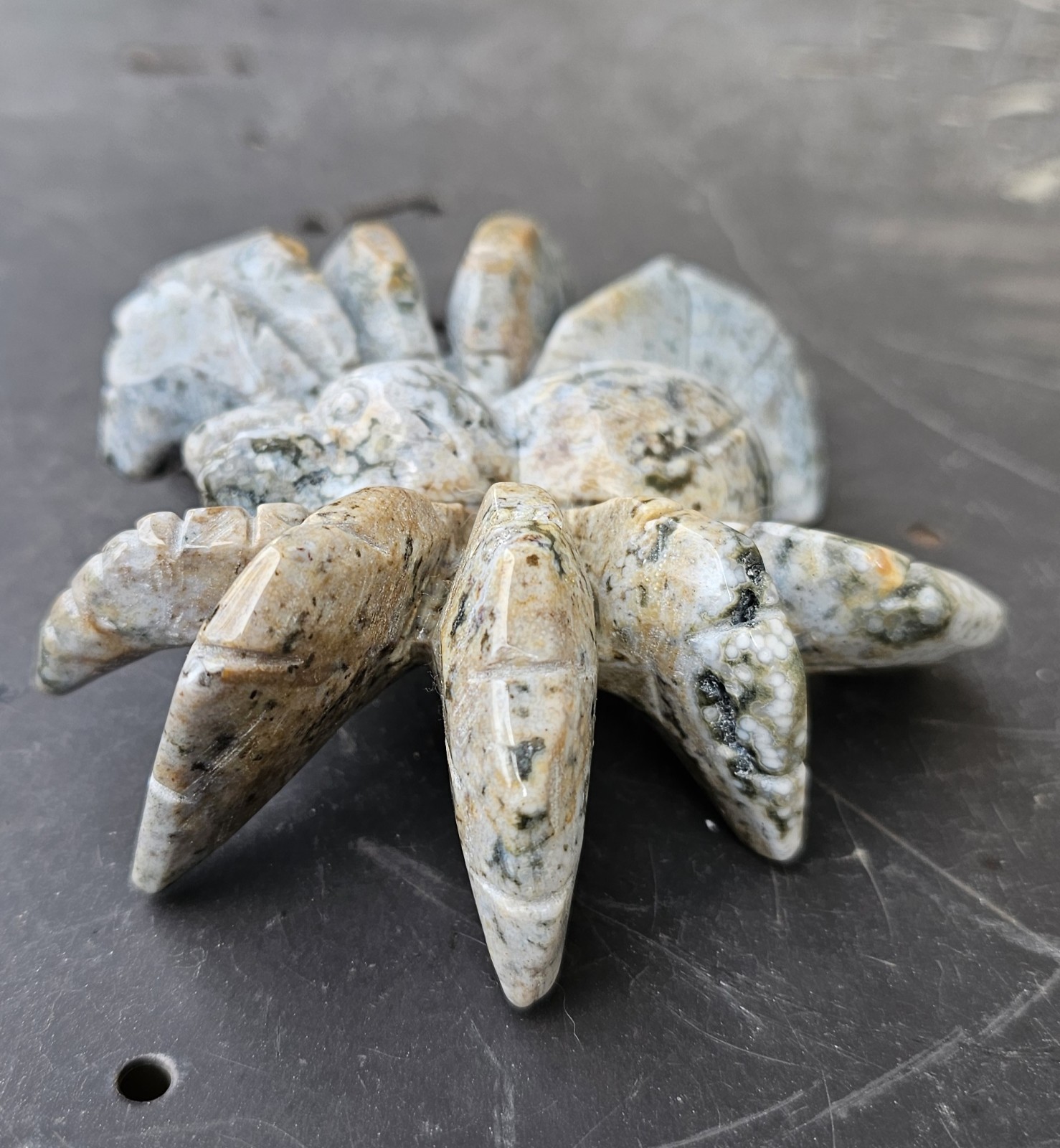 Ocean Jasper Spider Carving