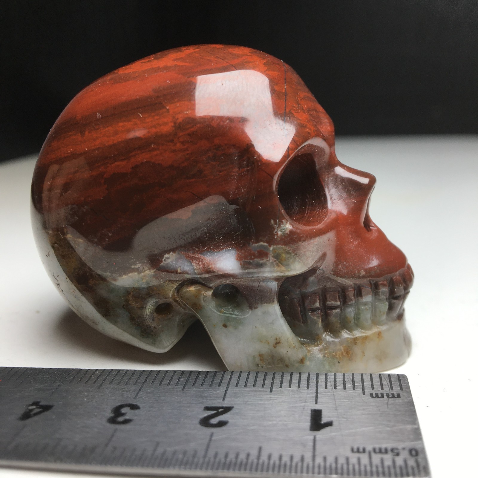 2.0”Natural Crystal Mineral Specimen.RED AGATE.Hand-carved SKULL.Statue.GIFT.CG