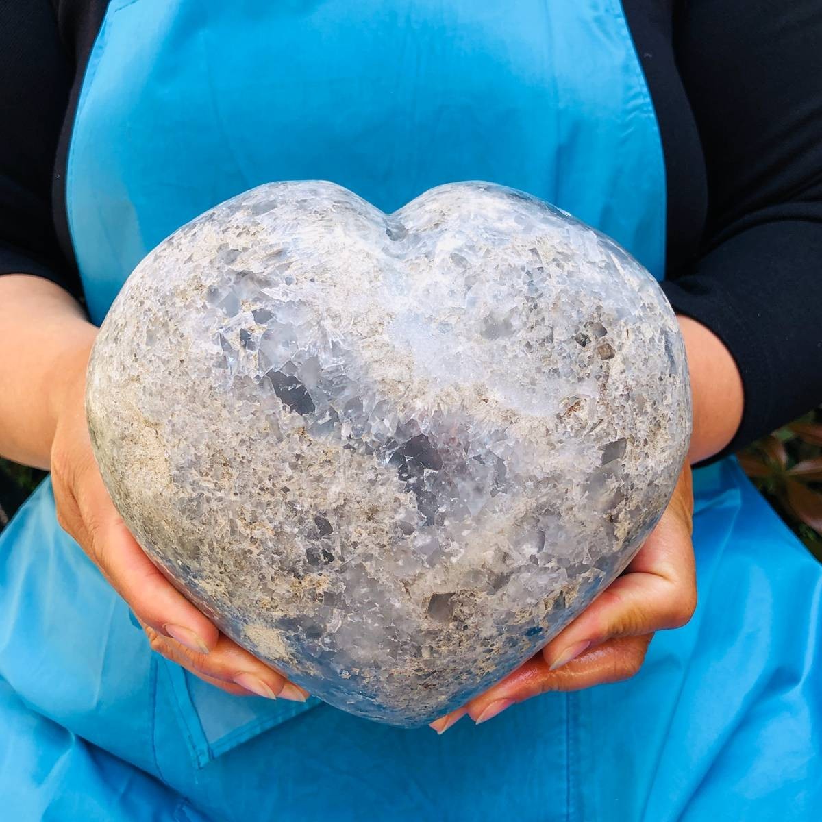 11.5LB Natural Egg Shape Blue Crystal Geode Healing Stone Mineral Specimen