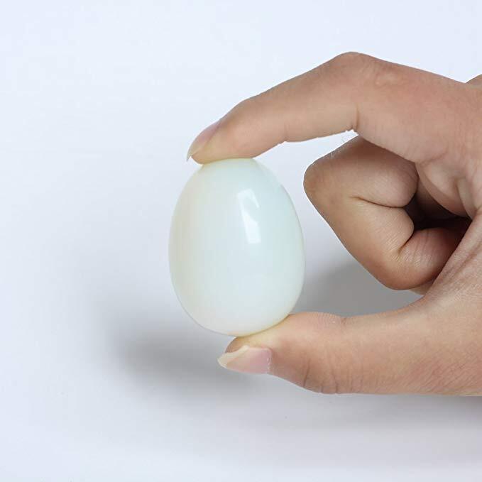 1.92” Crystal white opalite egg with wood stand chakra stones reiki healing