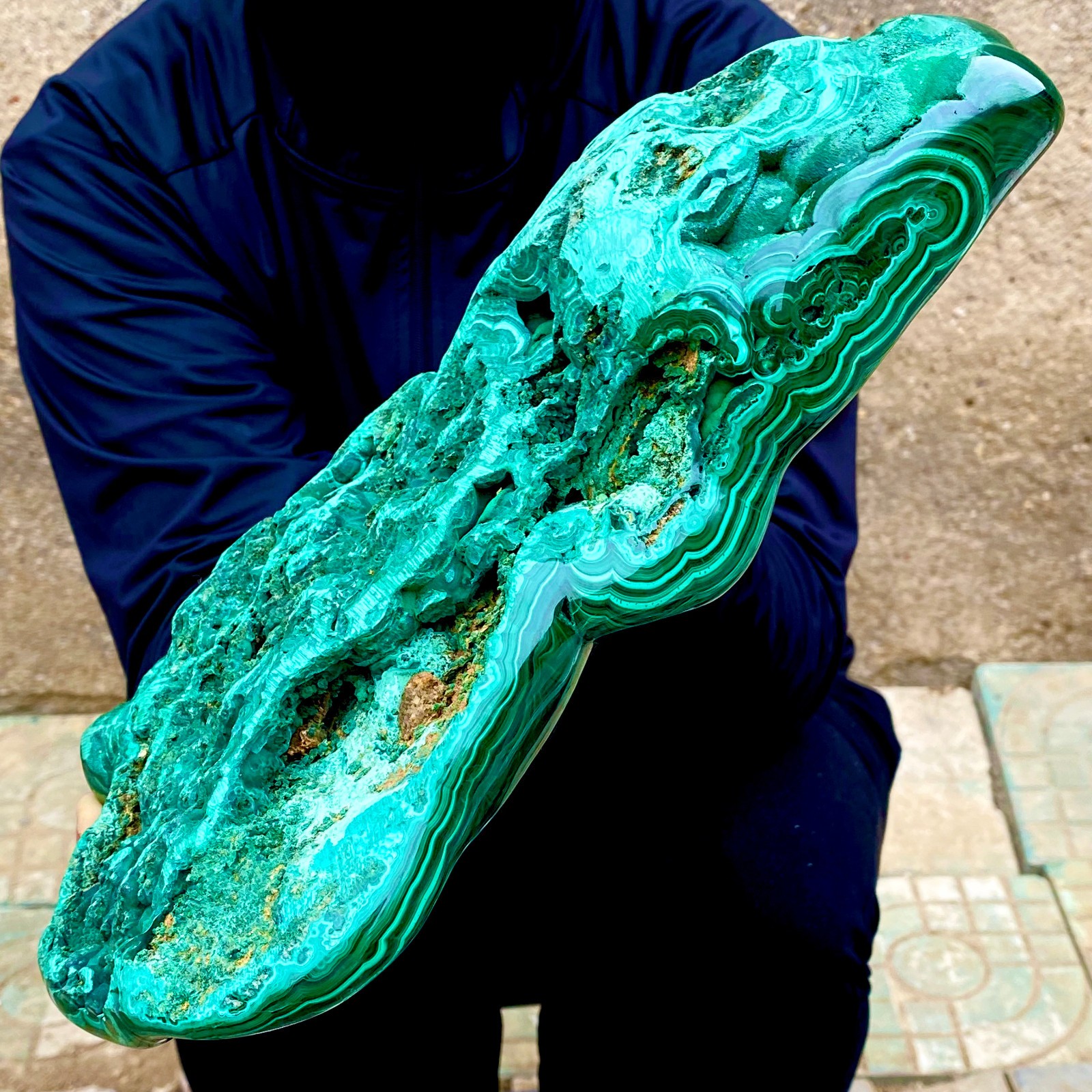 15.7LB Natural glossy Malachite transparent cluster rough mineral sample